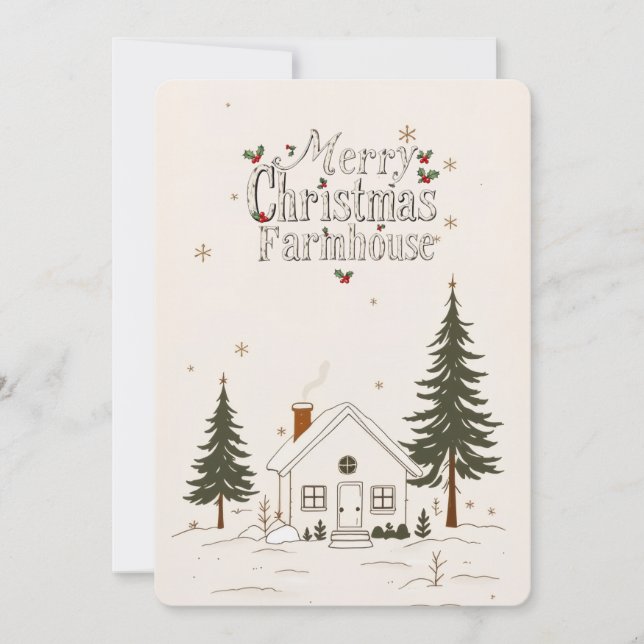 Merry Christmas Farmhouse Winter Holiday Card. Invitation (Front)