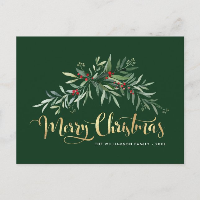 Merry Christmas faux foil lettering card (Front)