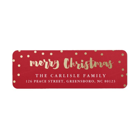 Merry Christmas faux foil return address label | Zazzle.com