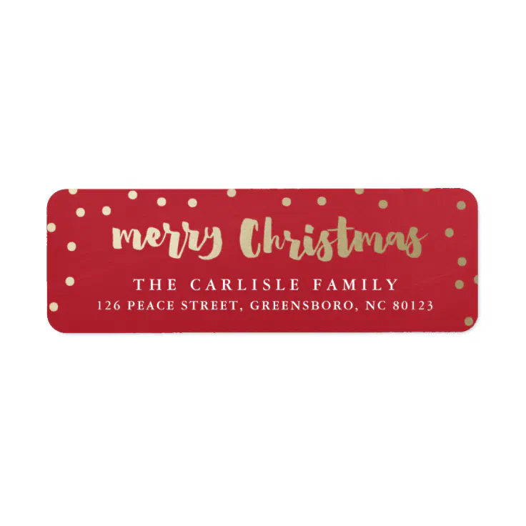 Merry Christmas faux foil return address label | Zazzle