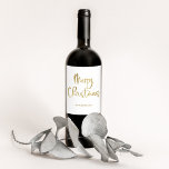 Merry Christmas | Faux Gold Casual Script on White<br><div class="desc">These simple and stylish holiday wine labels say "Merry Christmas" in modern,  casual faux gold script typography on a white background.</div>