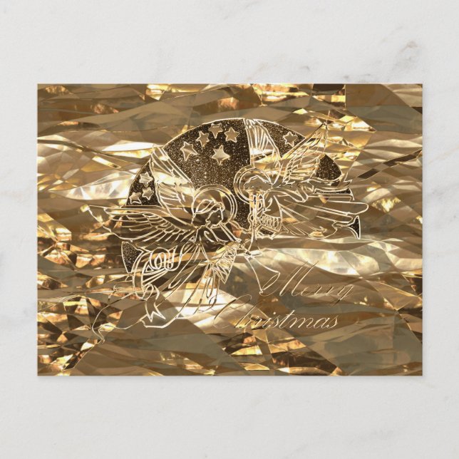 Merry Christmas Faux Gold Foil Angels Elegant Holiday Postcard (Front)