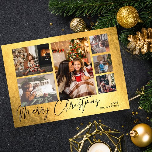 Merry Christmas Faux Gold Foil Multi Photo