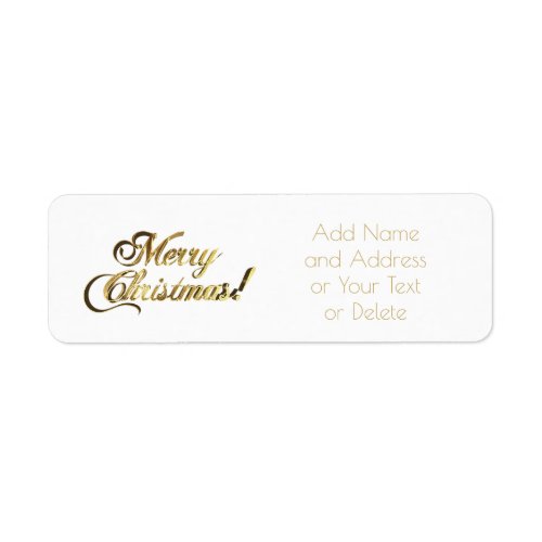 Merry Christmas Faux Gold Foil Typography Chic Label