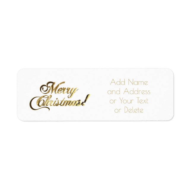 Merry Christmas Faux Gold Foil Typography Chic Label (Front)