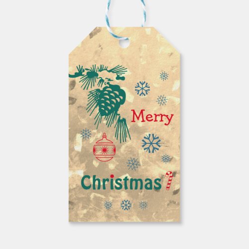 Merry Christmas Faux Gold Glitter Gift Tags