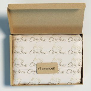 Merry Christmas Faux Gold Glitter Script Ivory Wrapping Paper