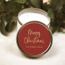 Merry Christmas | Faux Gold on Red Casual Script Classic Round Sticker
