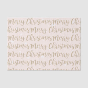Merry Christmas Faux Gold Script Typography Pink Tissue Paper