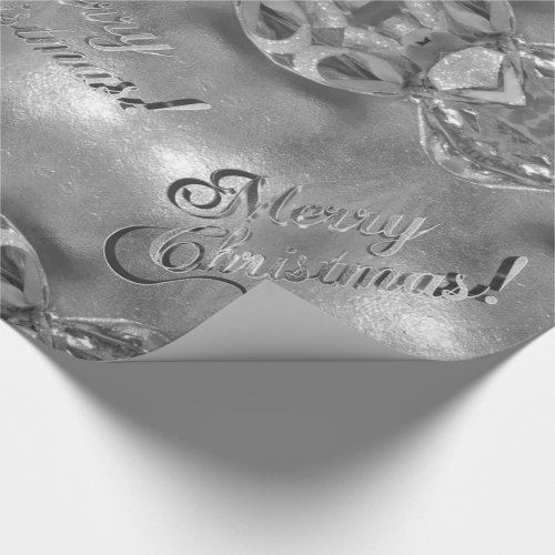 Merry Christmas Faux Silver Foil Script Elegant Wrapping Paper