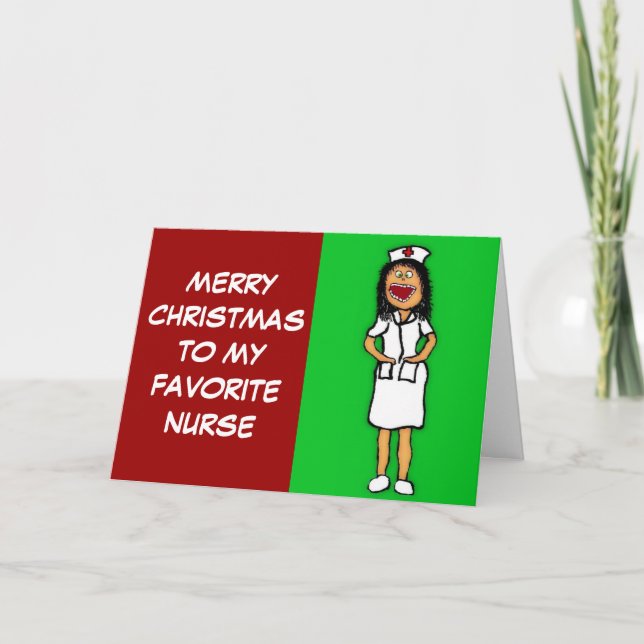 Merry Christmas Favorite Nurse Holiday Card (Front)
