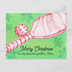 Merry Christmas Favorite Pickleball Player Custom Holiday Postcard