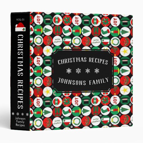 Merry Christmas _ Favorite Things Pattern _  Recip 3 Ring Binder