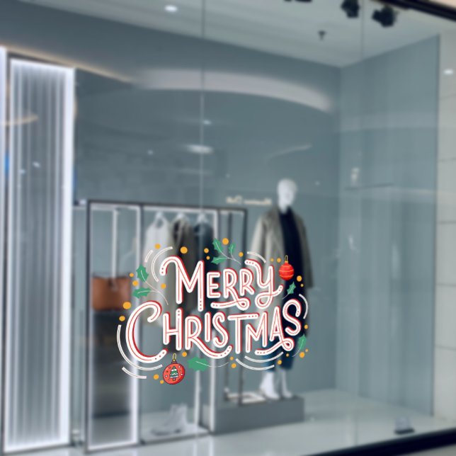 Merry Christmas Festival Ball Holiday Vibes Store  Window Cling (Merry Christmas Festival Ball Holiday Vibes Store Window Cling)