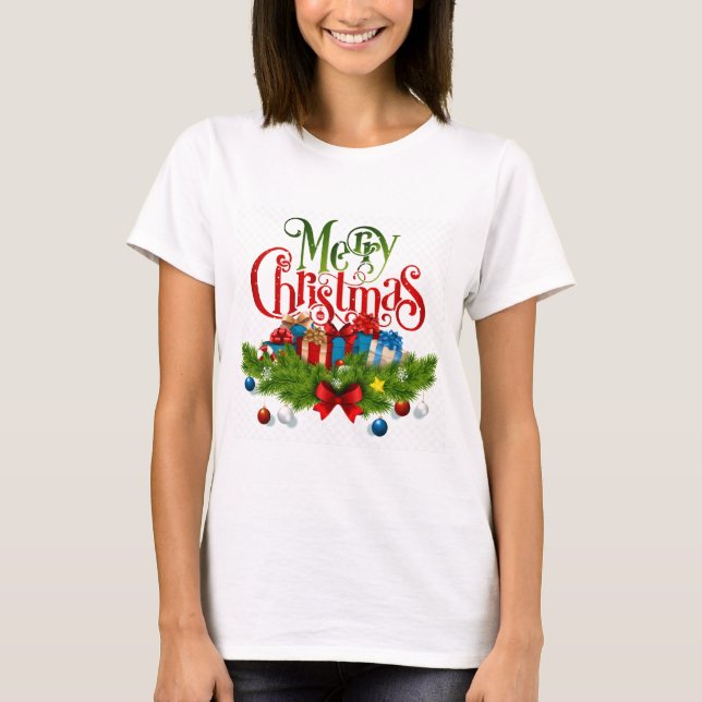 Merry Christmas, festive and colorful, T-Shirt (Front)