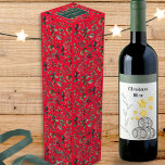 Merry Christmas Festive Botanical Red Personalized Wine Box