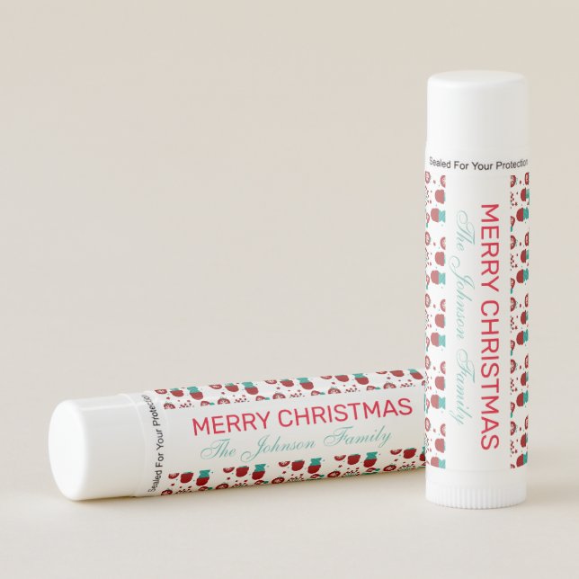 Merry Christmas Festive Cactus Stocking Stuffer Lip Balm (Front)
