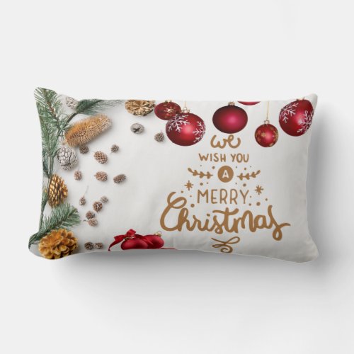 Merry Christmas Festive Christmas Ornaments Lumbar Pillow