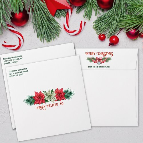 Merry Christmas Festive Custom Name Return Address Envelope