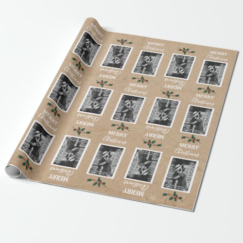 Merry Christmas Festive Customized Photo _ Kraft Wrapping Paper