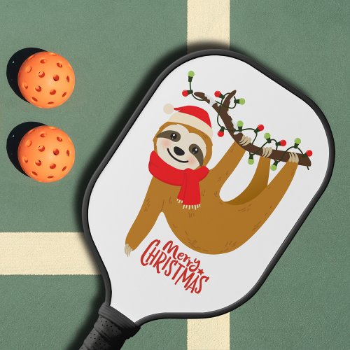 Merry Christmas Festive Cute Holiday Sloth  Pickleball Paddle