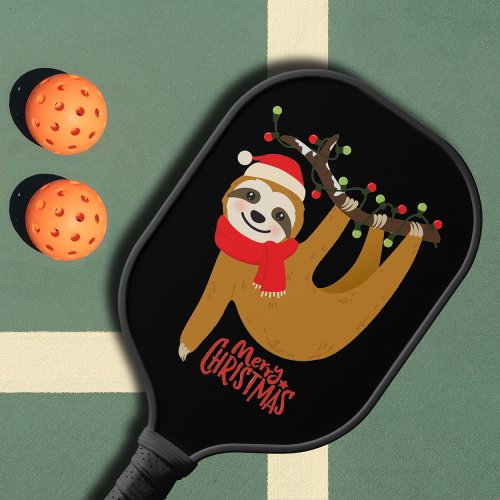 Merry Christmas Festive Cute Holiday Sloth Pickleball Paddle