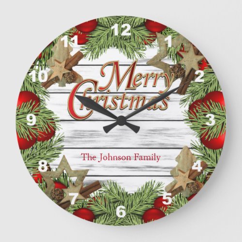 Merry Christmas Festive Design Large Clock