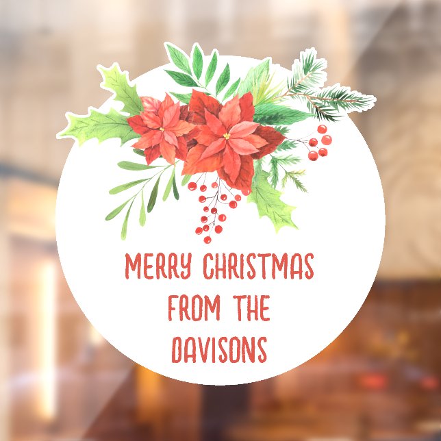 Merry Christmas Festive Florals Name Window Cling (Sheet 2)