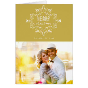 Merry Christmas Festive Foliage Art Deco Photo Cards