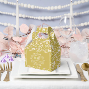 Merry Christmas Festive Foliage Gold Vintage Deco Favor Boxes