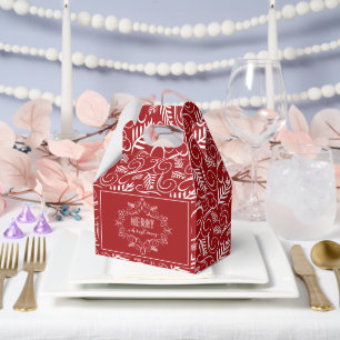 Merry Christmas Festive Foliage Red Vintage Deco Favor Boxes
