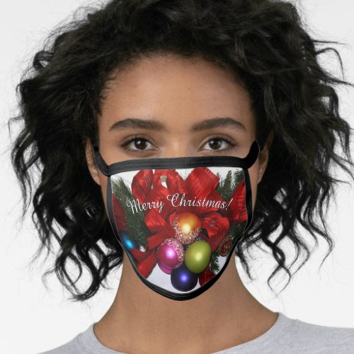 Merry Christmas Festive Garland Bow  Baubles Face Mask