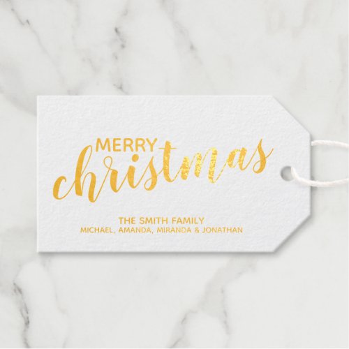 Merry Christmas Festive Gold Foil Gift Tags