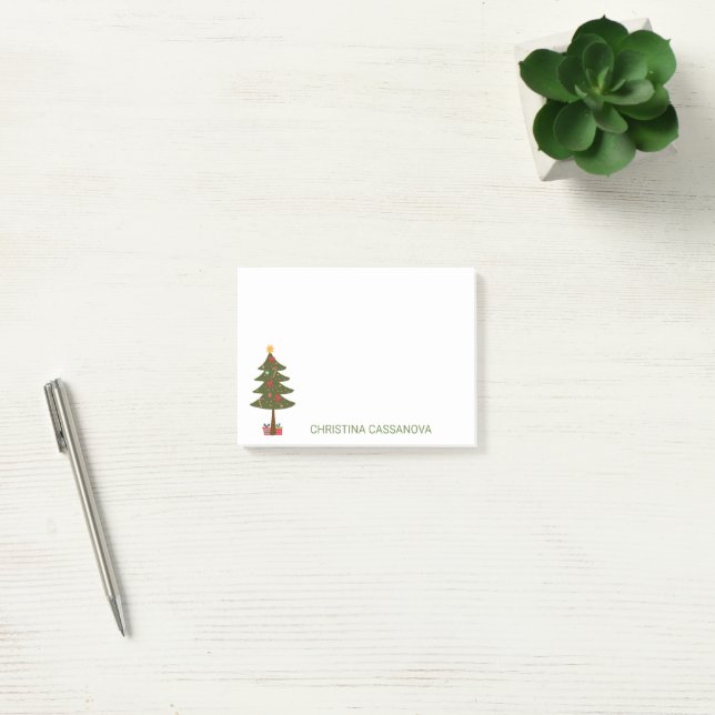 Merry Christmas | Festive Holiday Christmas Tree Post-it Notes (Office)
