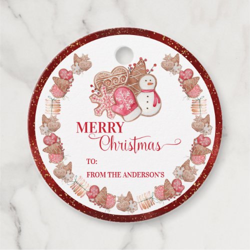 Merry Christmas Festive Holiday Cookies Holiday Favor Tags