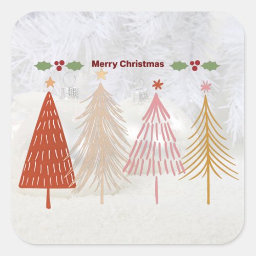 Merry Christmas festive holiday design Square Sticker