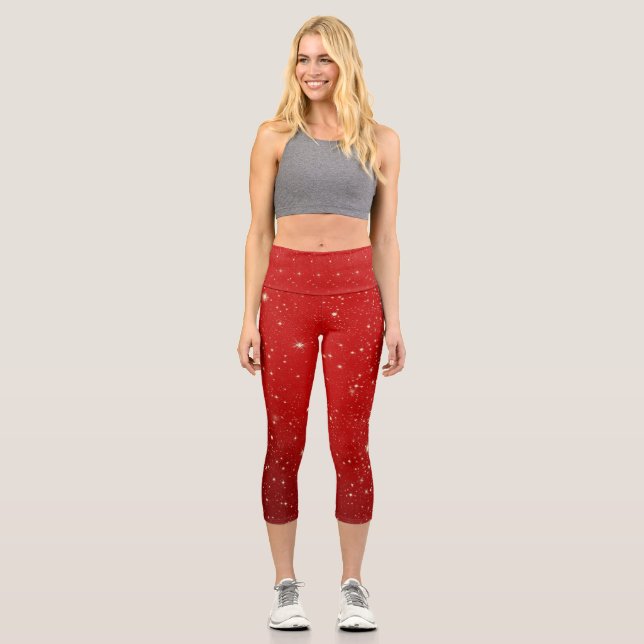 Merry Christmas Festive Holiday Gift Design Capri Leggings (Front)