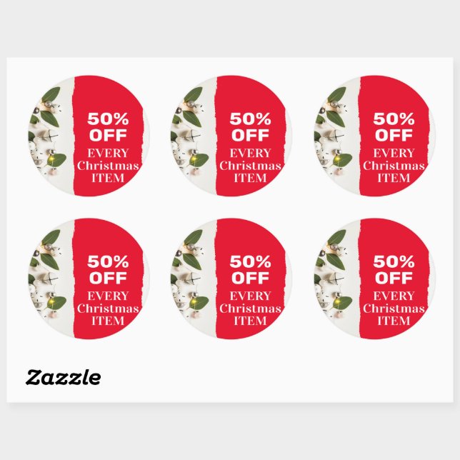 Merry Christmas Festive Holiday Gift Design        Classic Round Sticker (Sheet)