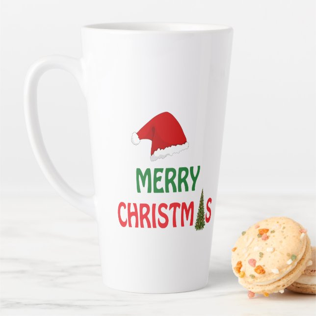 Merry Christmas Festive Holiday Gift Design Latte Mug (In Situ)