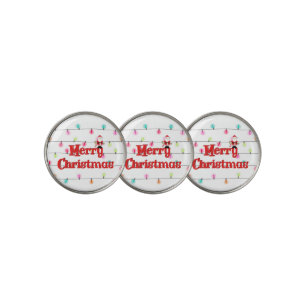 Merry Christmas Festive Holiday Lights with Santa Golf Ball Marker