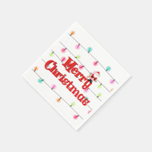 Merry Christmas Festive Holiday Lights with Santa Napkins