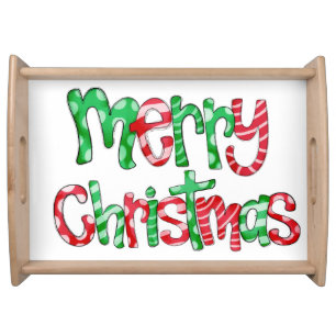 Merry Christmas Festive Holiday Seasonal Serving Tray