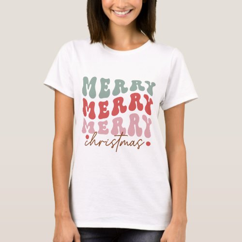 Merry Christmas Festive Holidays Modern Typography T_Shirt