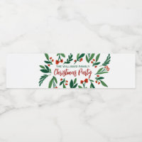 Holly Mistletoe Christmas Water Bottle Labels