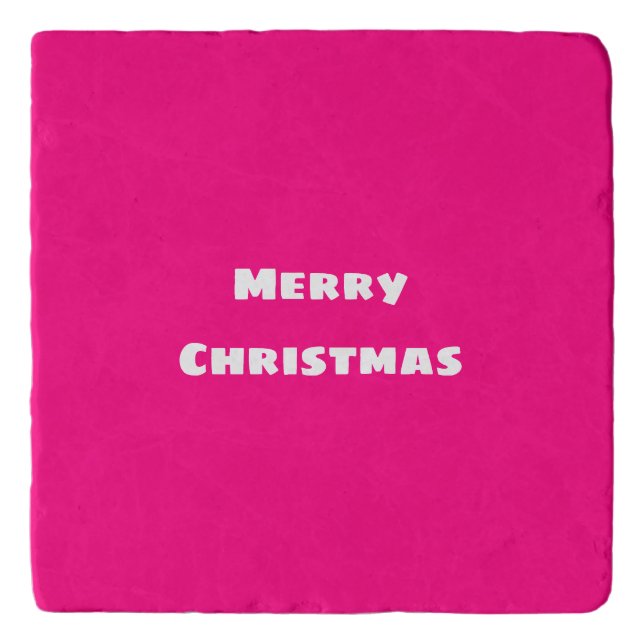 Merry Christmas Festive Love, Warmth Deep Pink  Trivet (Front)
