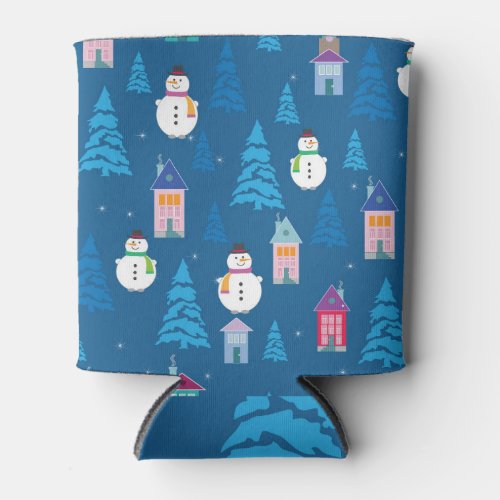 Merry Christmas Festive Pattern Design Can Cooler