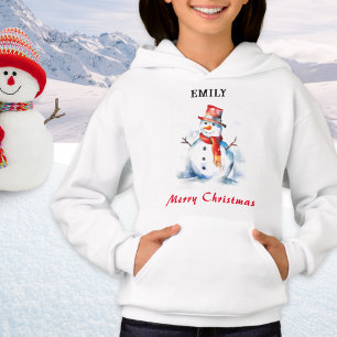 Merry Christmas Festive Personalized Snowman Hoodie