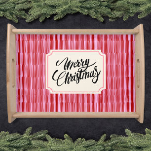 Merry Christmas Festive Pink Serving Tray