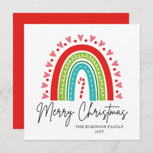 Merry Christmas Festive Rainbow Candy Cane Heart