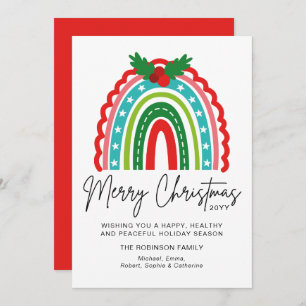 Merry Christmas Festive Rainbow Holly Modern